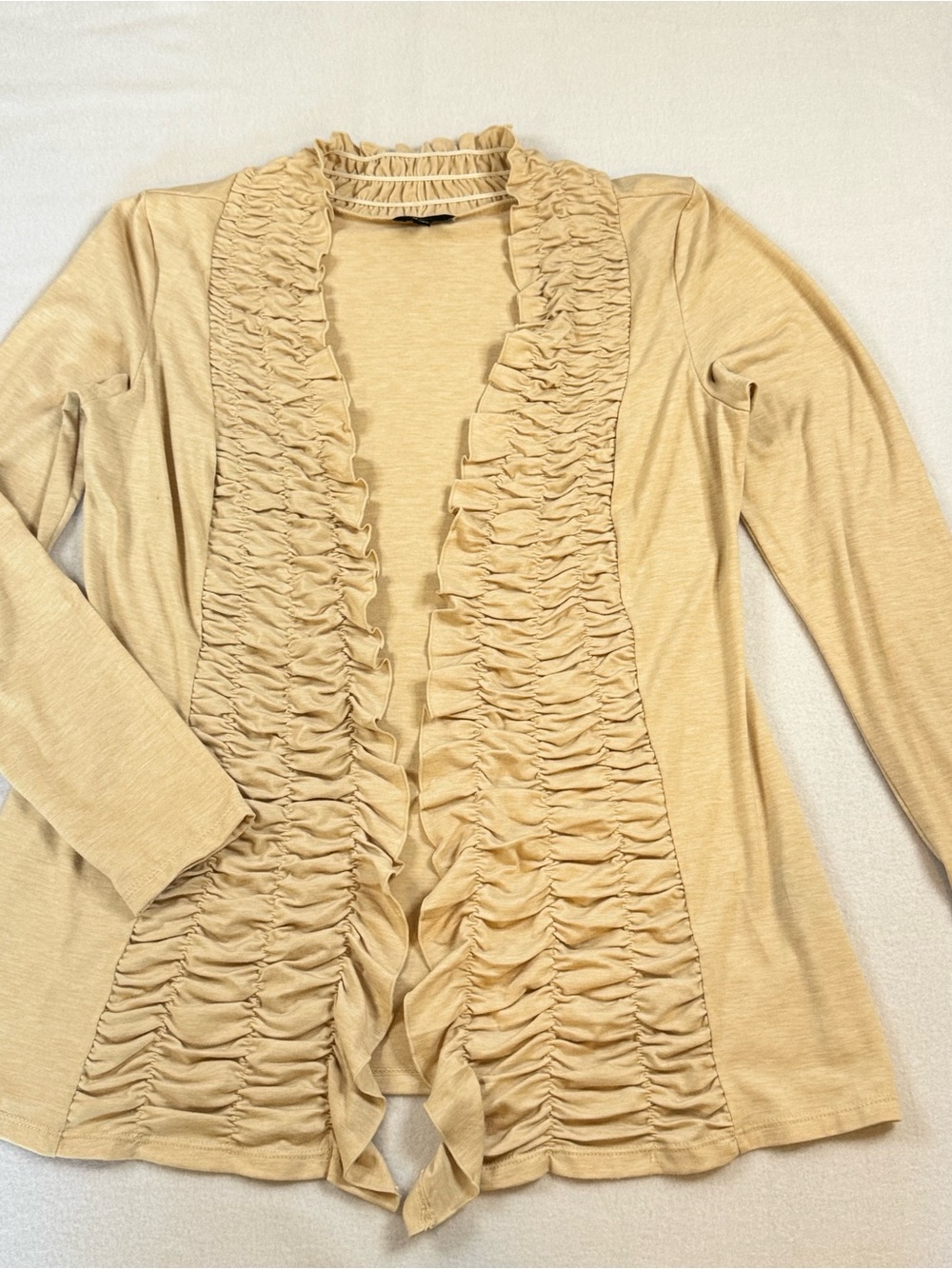 Milano Cream Ruffle-Front Sweater Cardigan